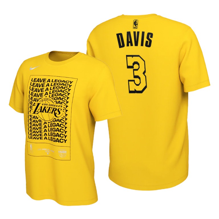 Men's Los Angeles Lakers Anthony Davis #3 NBA Leave A Legacy 2020 Bound Mantr Power Playoffs Gold Basketball T-Shirt GJG6383HH